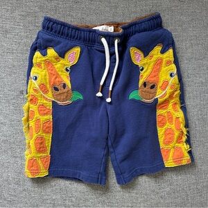 Mini Boden Giraffe Embroidered Shorts